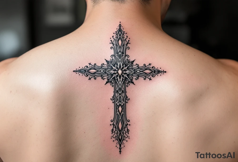 Cross with jewels tattoo idea