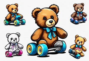 Teddy bears rollerskating tattoo idea
