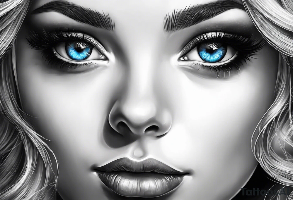 A girl with blue eyes tattoo idea
