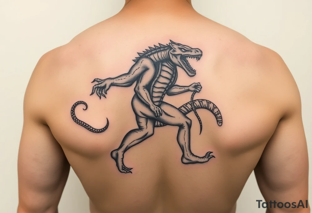 A giant walking with a snake tattoo idea