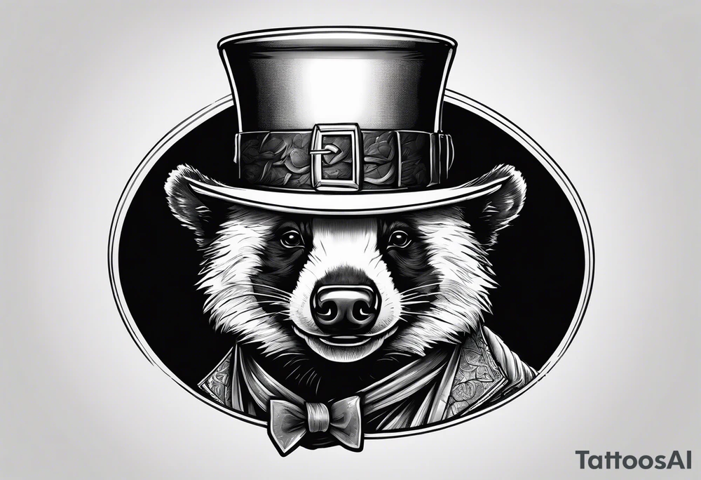 Angry honey badger wearing leprechaun hat tattoo idea