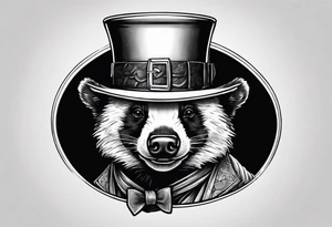Angry honey badger wearing leprechaun hat tattoo idea