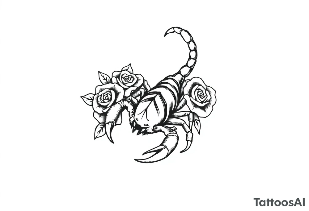 Scorpion with roses tattoo idea