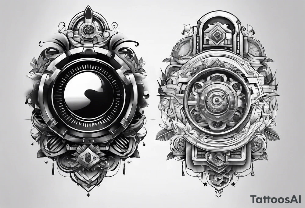 sleeve tattoo design describing a computer part tattoo idea