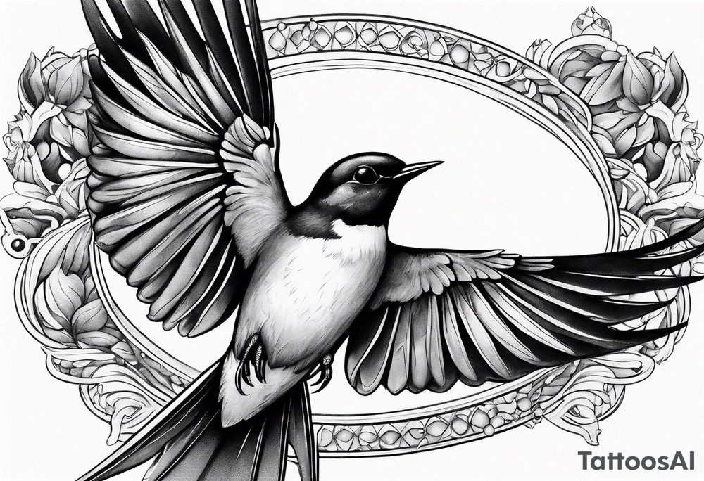 Swallow with rosary on its legs tattoo idea