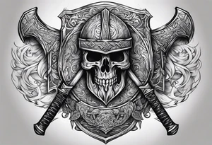 Valhalla sword shield axe tattoo idea