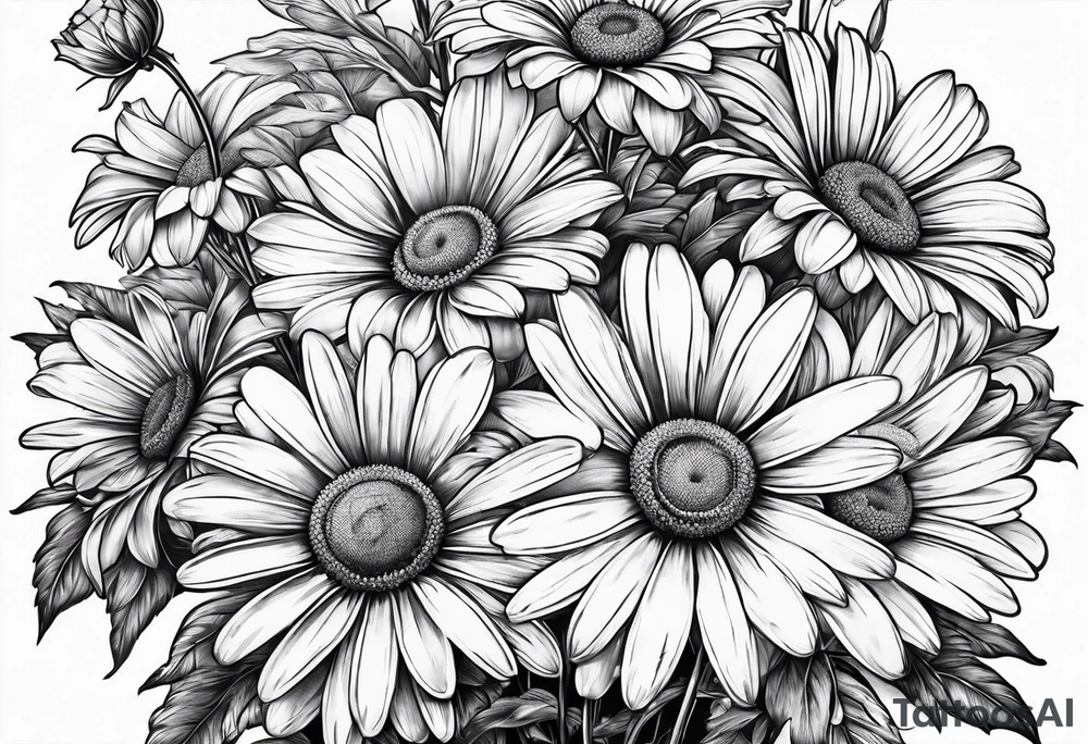 Daisy bouquet with stems tattoo idea