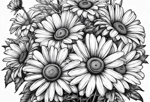 Daisy bouquet with stems tattoo idea