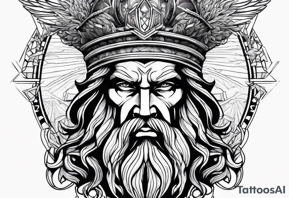 powerful majestic zeus, dark theme ship tattoo idea