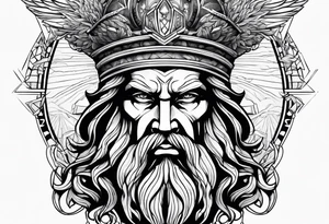 powerful majestic zeus, dark theme ship tattoo idea