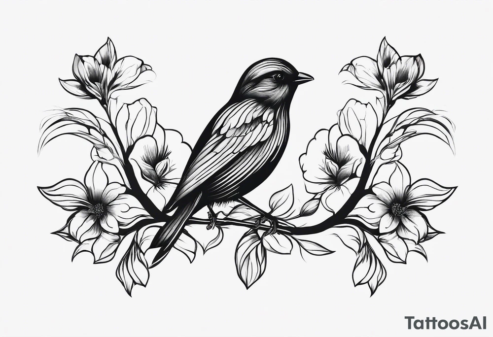 Small two birds fine line tattoo idea