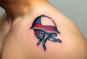 A Czech flag wrapped around a soldier’s helmet, symbolizing honor and national pride tattoo idea