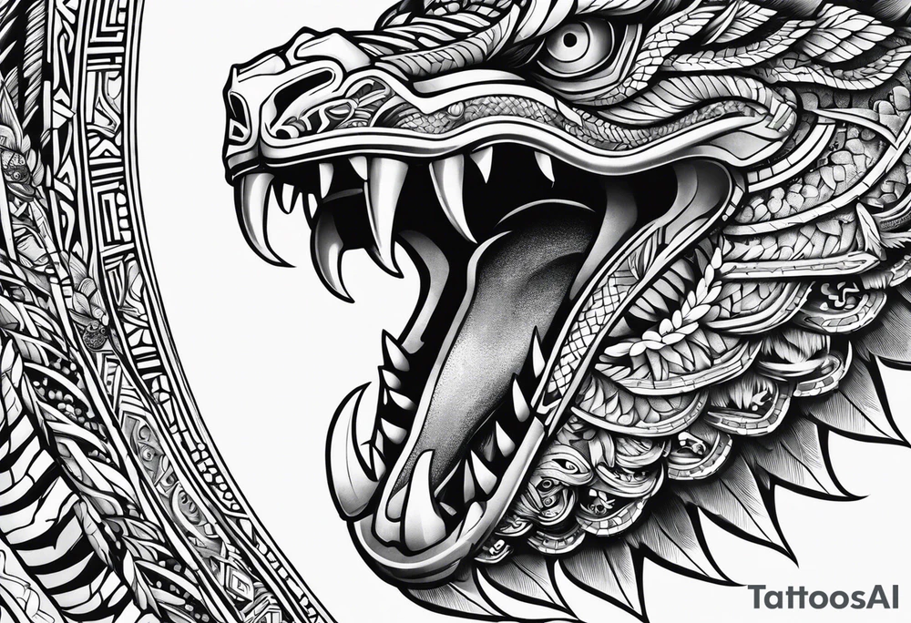 aztec snake sleeve tattoo idea
