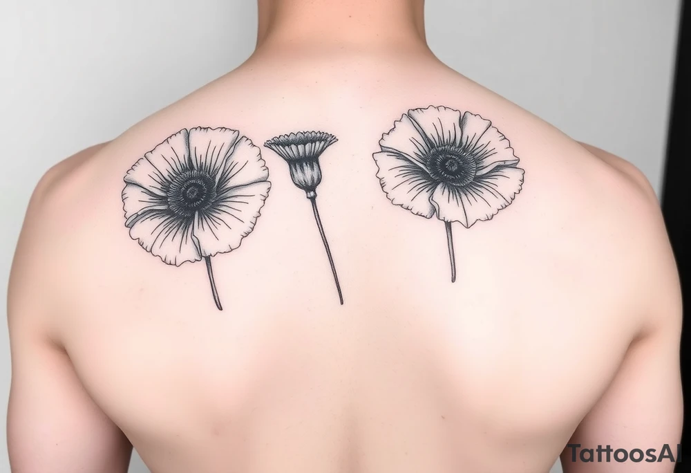 Violetten poppy tried together tattoo idea