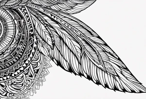 one wing with filigree and african tribal patterns woven through for a sleeve tattoo idea