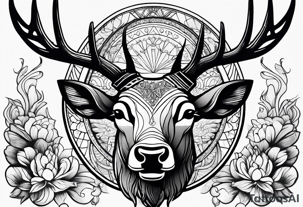 stag and fish tattoo idea