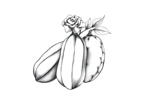 Drei Haselnüsse und mittig nach oben ein Haselnussblatt tattoo idea