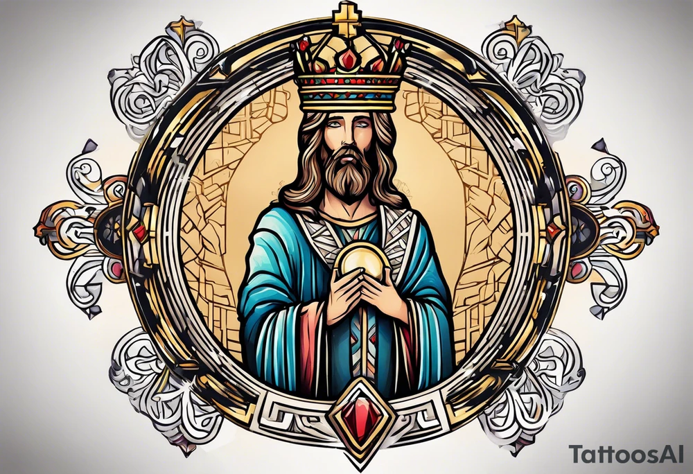 king jesus vintage design traditonal tattoo idea