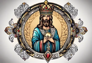 king jesus vintage design traditonal tattoo idea