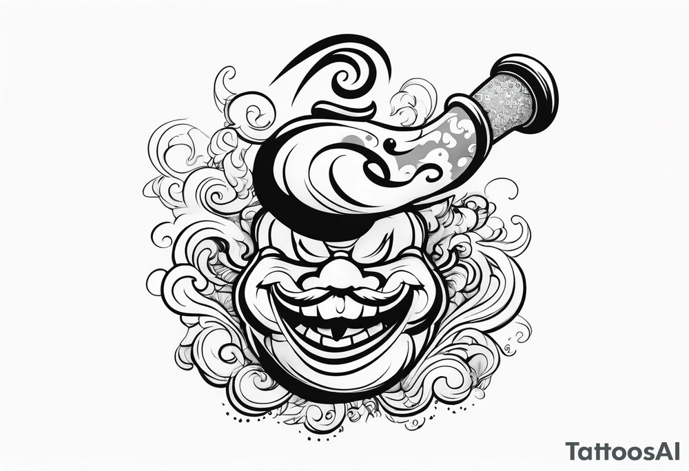 Genie made out of smoke coming out of a bong tattoo idea