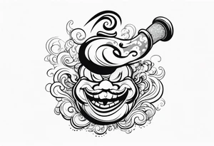 Genie made out of smoke coming out of a bong tattoo idea