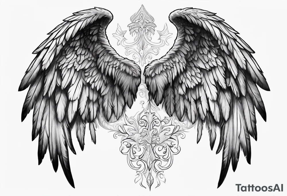 realistic angel
wings tattoo idea
