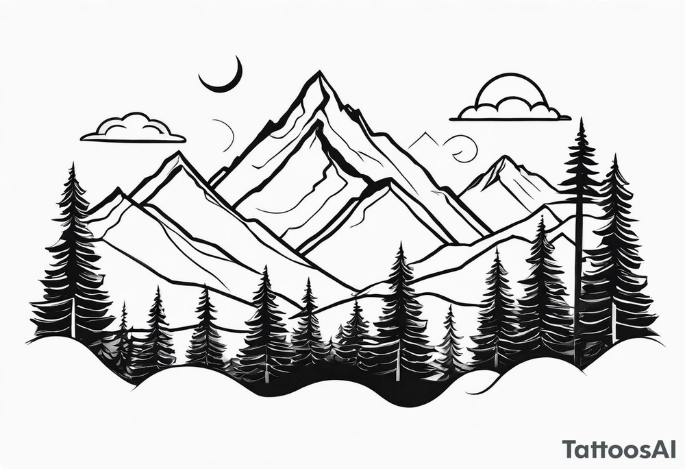 Minimalist mountain range tattoo idea