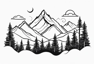 Minimalist mountain range tattoo idea