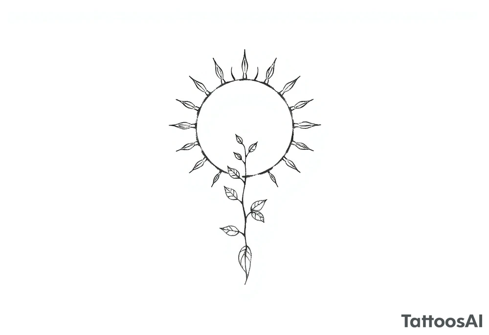 Sun rise with stem and leaves going down tattoo idea