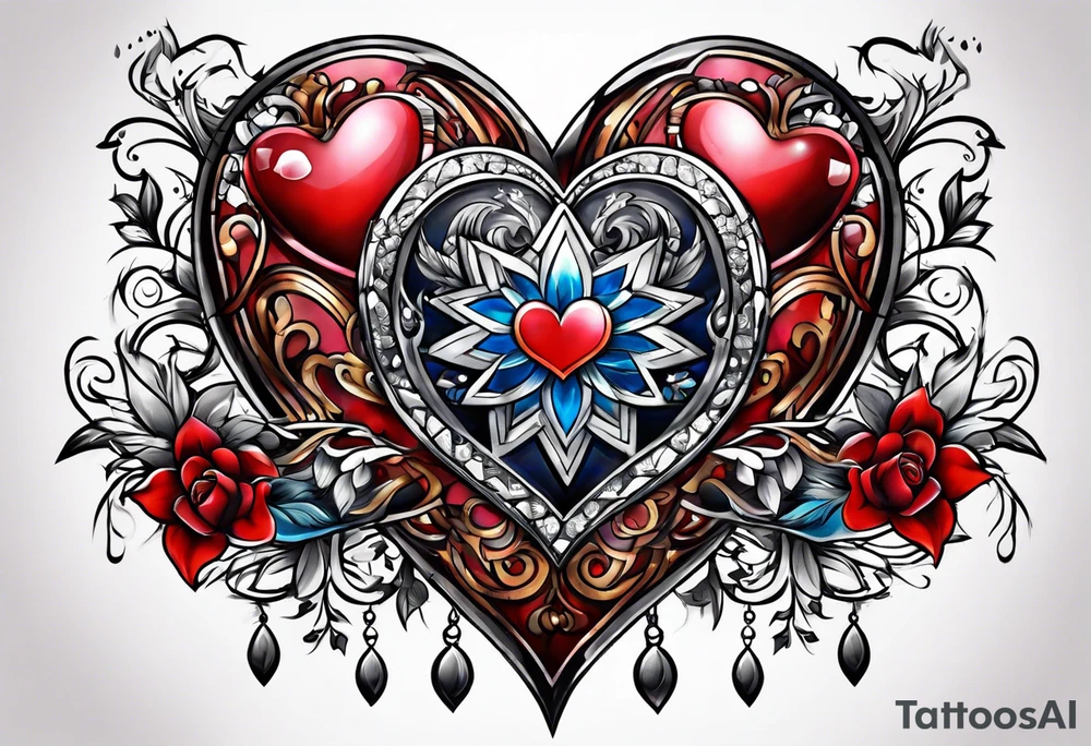 Hearts and stars "Drew" tattoo idea