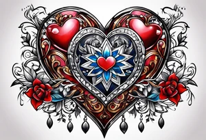 Hearts and stars "Drew" tattoo idea