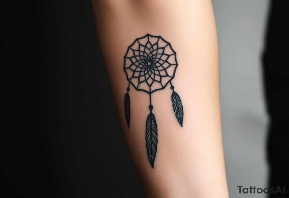 dreamcatcher, with feathers, authentic tattoo idea