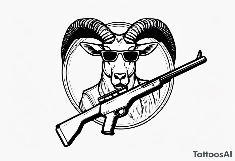capricorn with sunglasses and shotgun tattoo idea