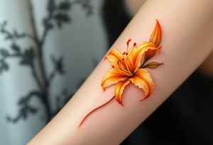 Orange and yellow glowing lily tattoo idea