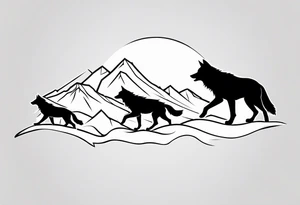 Silhouette of wolf pack tattoo idea