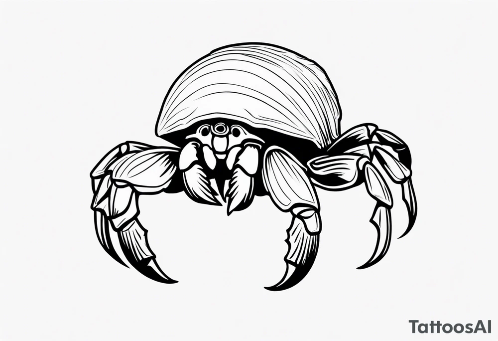 Line work hermit crab tattoo idea