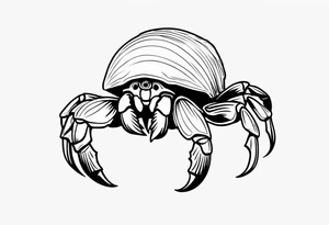 Line work hermit crab tattoo idea