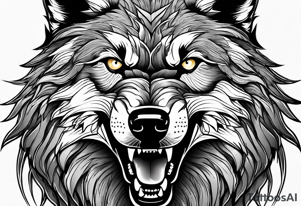 angry alpha wolf tattoo idea