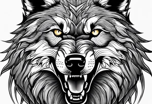 angry alpha wolf tattoo idea