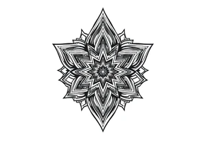 Trippy and psychedelic geometric patterns that merge in to one tattoo idea