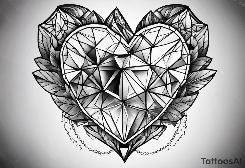 heart diamond black hexagon tattoo idea