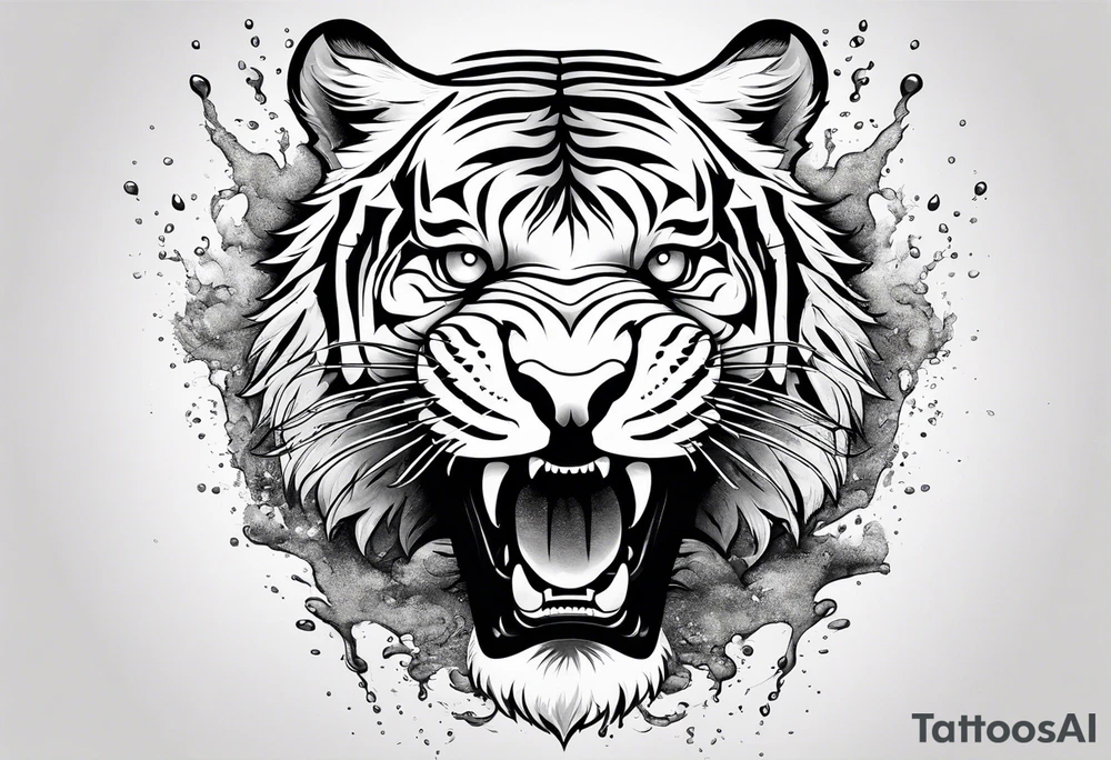 minimalist tiger splashing water tattoo idea