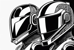 daft punk heads on top of each other tattoo idea