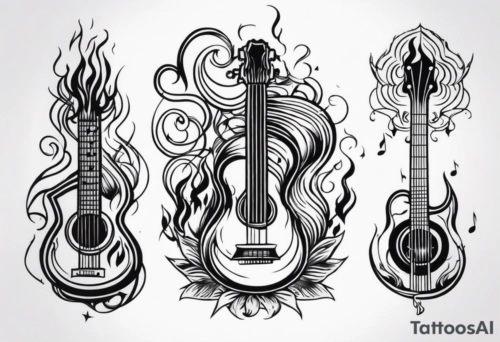 Music on fire tattoo idea