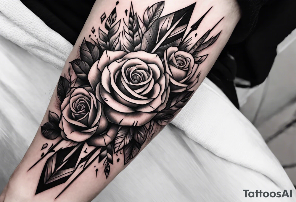 five Indian arrows going through a single rose on a forearm tattoo idea five Indian arrows going through a single rose on a forearm tattoo idea