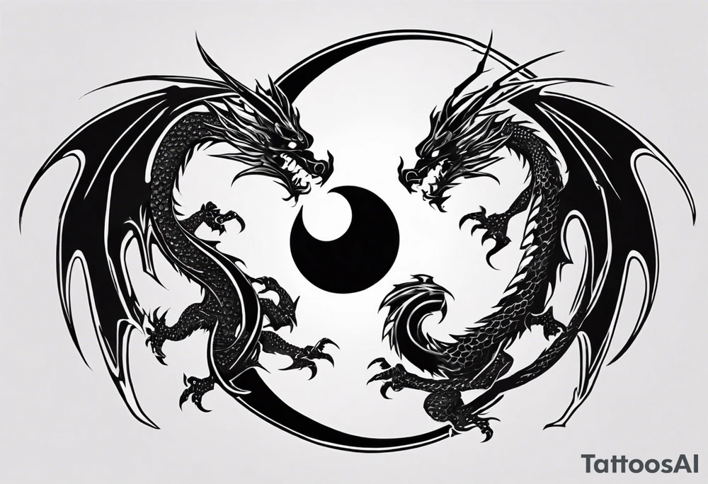 two dragons meeting to make a yin yang tattoo idea