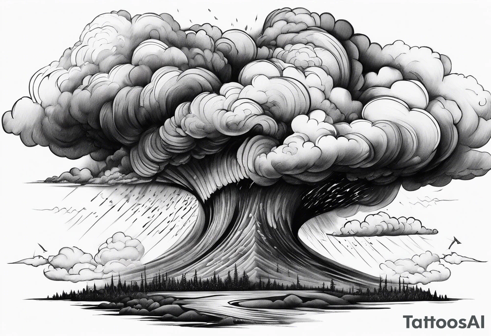 Clouds darkness hard core tornado downpour tattoo idea