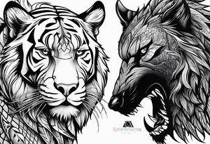 Different apex predators in their habitat tattoo idea