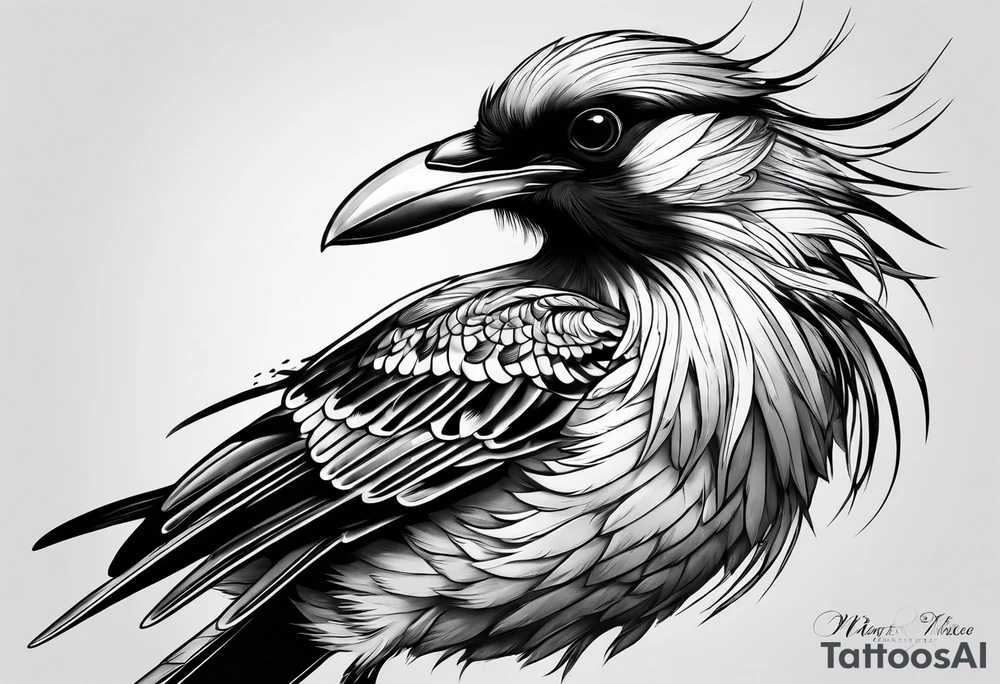 Dive chasing magpie tattoo idea