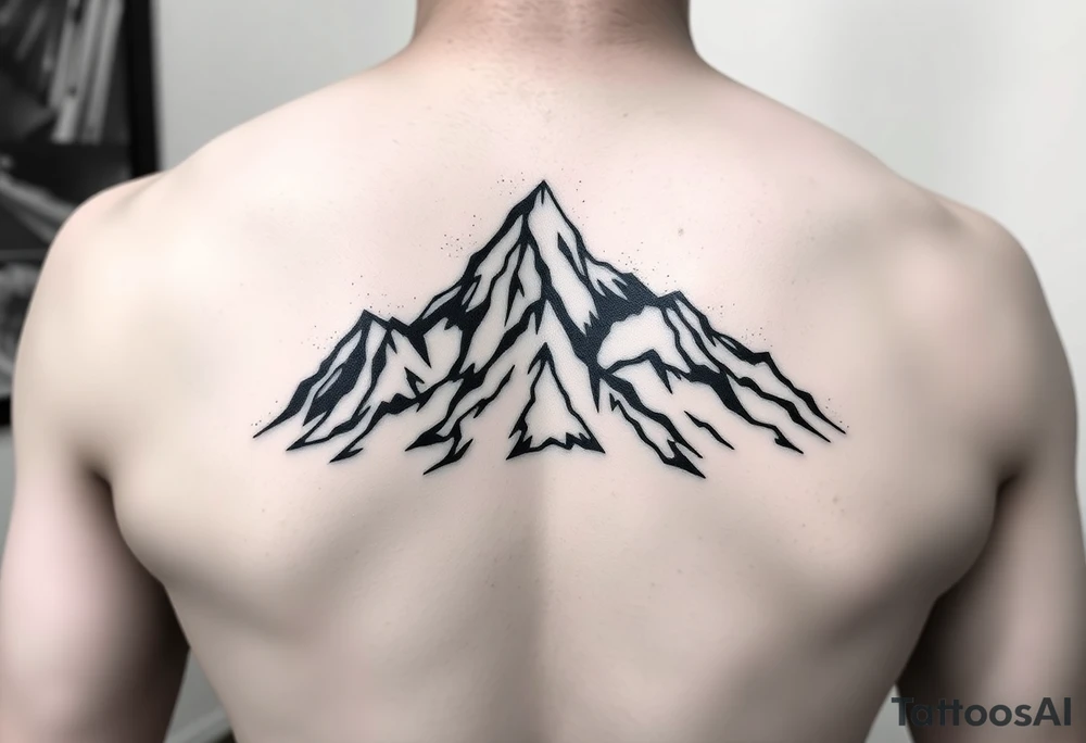 Het laatste ontwerp is mooi! Alleen zou ik graag de bergen als driehoeken willen weergeven. Twee grote bergen erachter en twee kleine bergen ervoor. Dus strakke lijnen. Ik heb deze ontwerpen gevonden onder de zoekterm: minimalist mountain art (two kids). tattoo idea